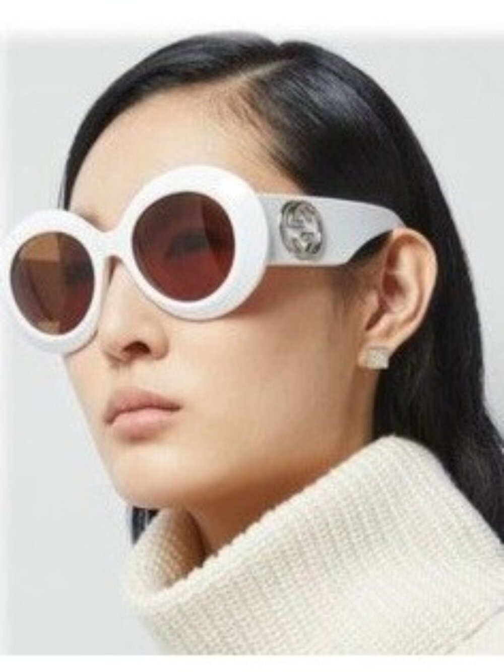 NEW GUCCI GG1647S 003 SUNGLASSES WHITE BROWN ROUND WOMEN EYEWEAR GUCCI - Picture 4 of 11